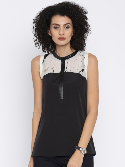 

UMM Women Black & Cream-Coloured Sleeveless Top