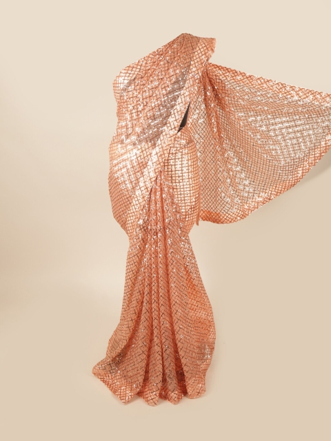

Pothys Peach-Coloured Embellished Net Saree