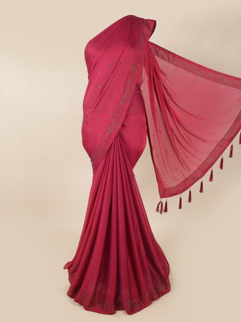 

Pothys Magenta Embellished Beads and Stones Saree