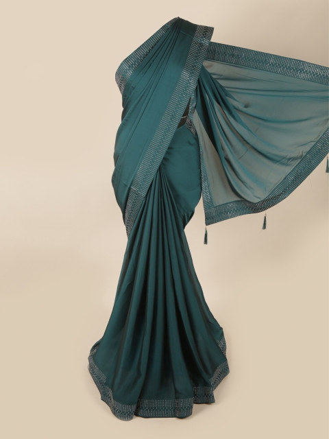 

Pothys Green Embellished Poly Georgette Saree