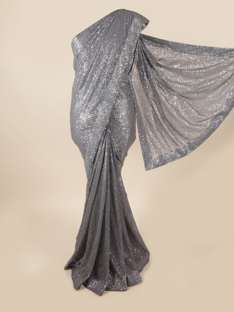 

Pothys Grey Embellished Sequinned Net Heavy Work Saree