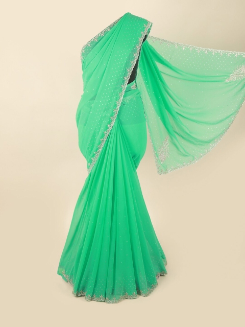 

Pothys Green & Gold-Toned Floral Saree