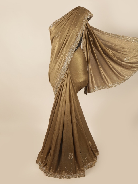 

Pothys Brown & Gold-Toned Embellished Saree