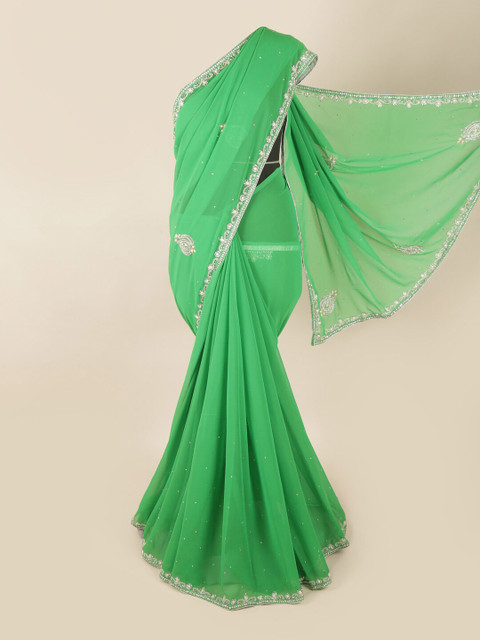

Pothys Green Embellished Beads and Stones Heavy Work Saree