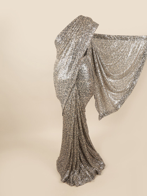 

Pothys Grey Embellished Sequinned Net Saree