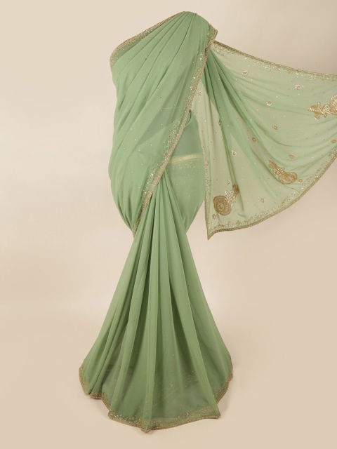 

Pothys Green Embellished Poly Georgette Saree