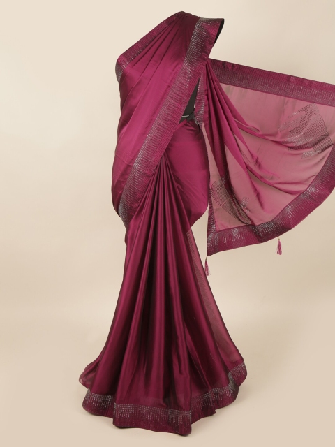 

Pothys Magenta Beads and Stones Poly Georgette Saree