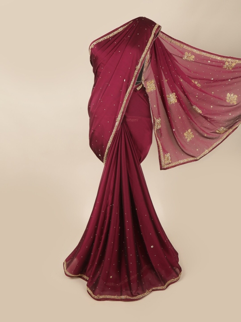 

Pothys Purple & Gold Embellished Beads and Stones Saree