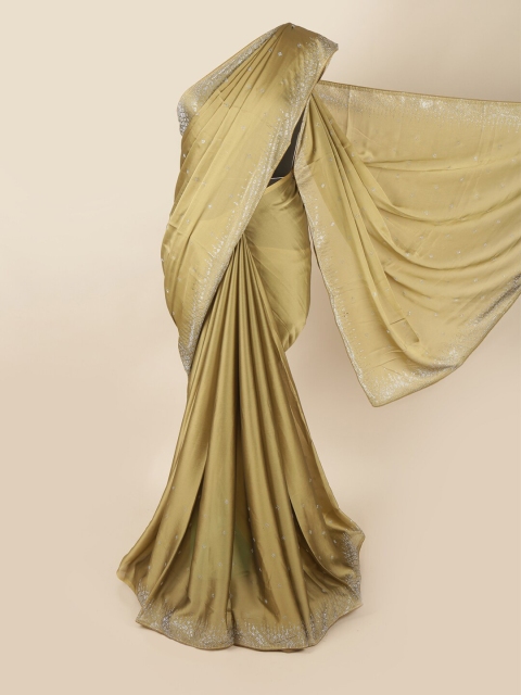 

Pothys Cream-Coloured Embellished Poly Georgette Saree