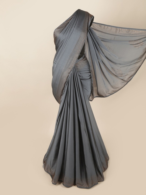 

Pothys Grey Beads & Stones Saree