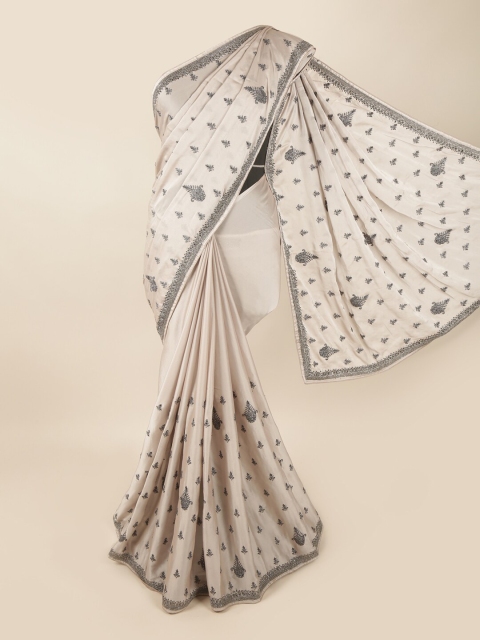 

Pothys Grey & Off White Embellished Beads and Stones Saree
