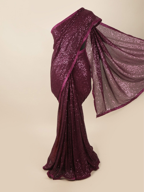 

Pothys Purple Embellished Sequinned Net Saree