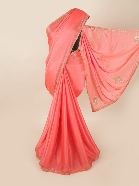 

Pothys Pink & Gold Embellished Beads and Stones Saree