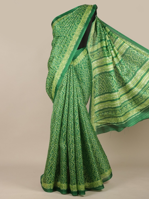 

Pothys Green Ethnic Motifs Printed Cotton Blend Saree