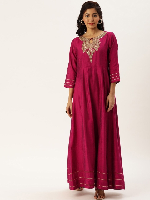

Varanga Women Magenta Flared Sleeves Gotta Patti Anarkali Kurta