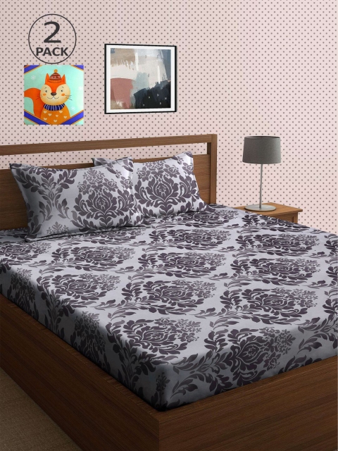 

KLOTTHE Blue & Green Floral 210 TC 2 King Bedsheet with 4 Pillow Covers