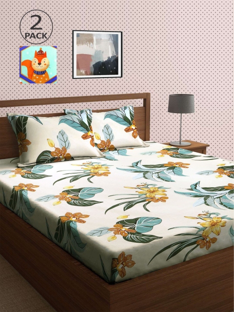 

KLOTTHE Multicoloured Printed 210 TC 2 King Bedsheet with 4 Pillow Covers, Multi