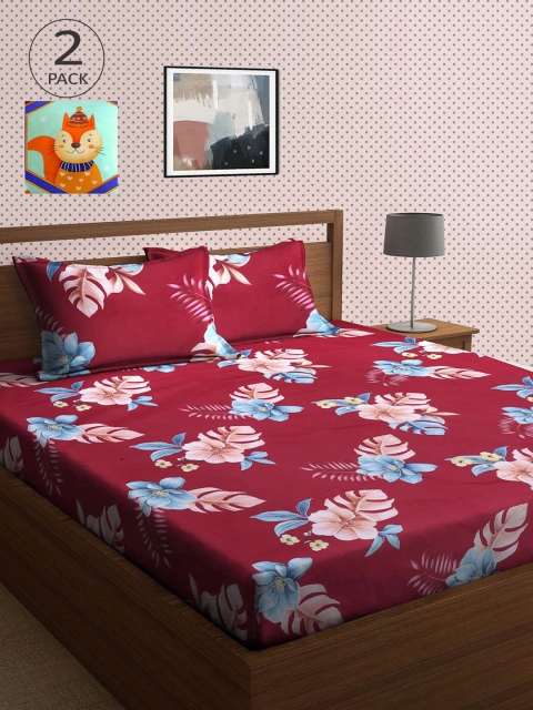 

KLOTTHE Multicoloured Printed 210 TC 2 King Bedsheet with 4 Pillow Covers, Multi