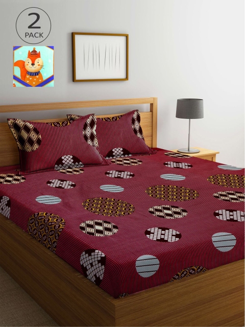 

KLOTTHE Multicoloured Geometric 210 TC 2 King Bedsheet with 4 Pillow Covers, Multi