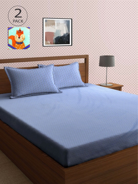 

KLOTTHE Multi 210 TC 2 King Bedsheet with 4 Pillow Covers, Blue