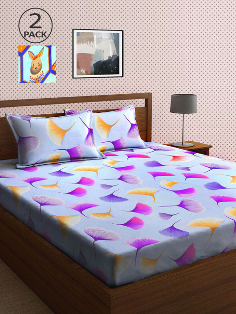 

KLOTTHE Blue & Green 210 TC 2 King Bedsheet with 4 Pillow Covers