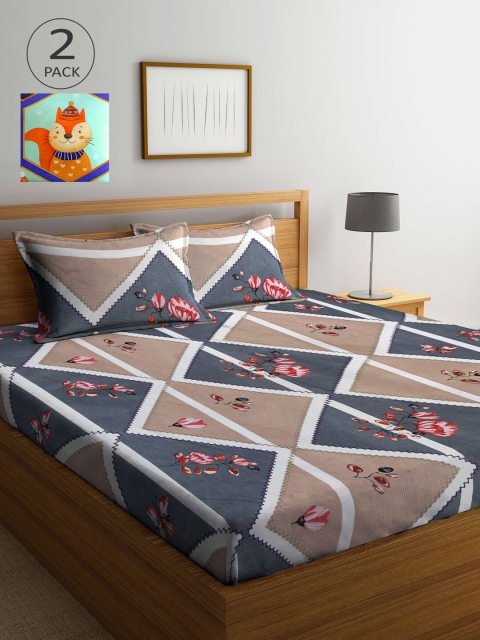

KLOTTHE Multicoloured Floral 210 TC 2 King Bedsheet with 4 Pillow Covers, Multi