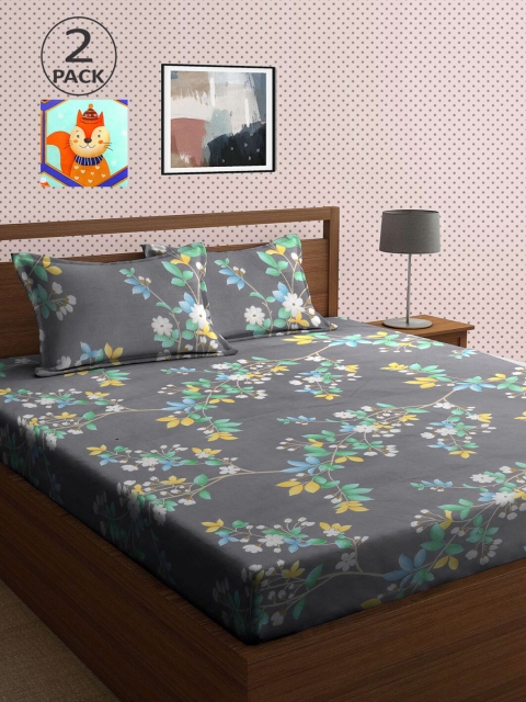 

KLOTTHE Multicoloured Printed 210 TC 2 King Bedsheet with 4 Pillow Covers, Multi