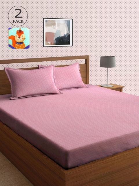 

KLOTTHE Pack Of 2 210 TC Cotton 2 King Bedsheet with 4 Pillow Covers, Multi