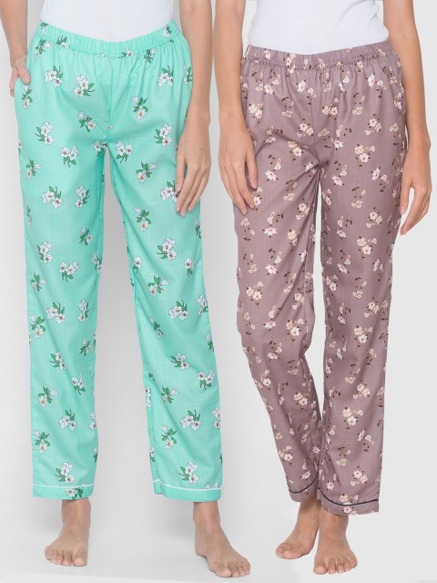 

FashionRack Women Pack of 2 Printed Mid Rise Pyjamas, Brown