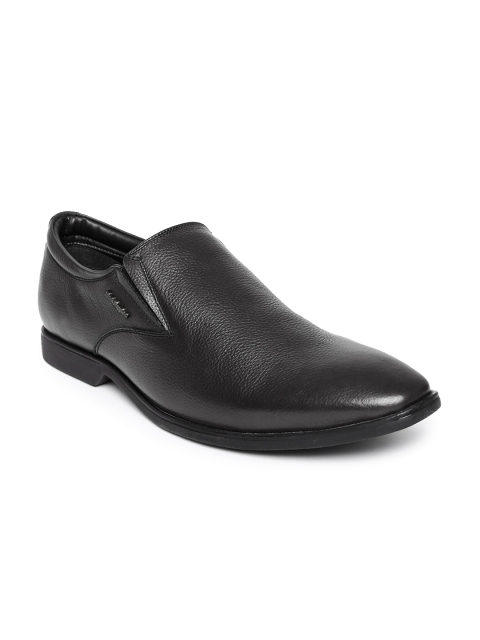 

Hush Puppies Men Black Aaron Pointy-Toed Leather Semiformal Slip-Ons