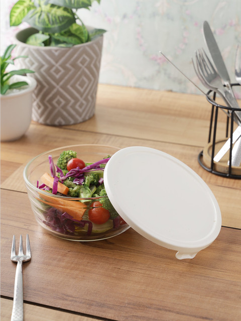 

Lock & Lock Transparent Solid Round Glass Easy Lock Food Storage Container 480 ML