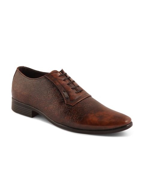 

ID Men Brown Textured Leather Derby Formal Shoes