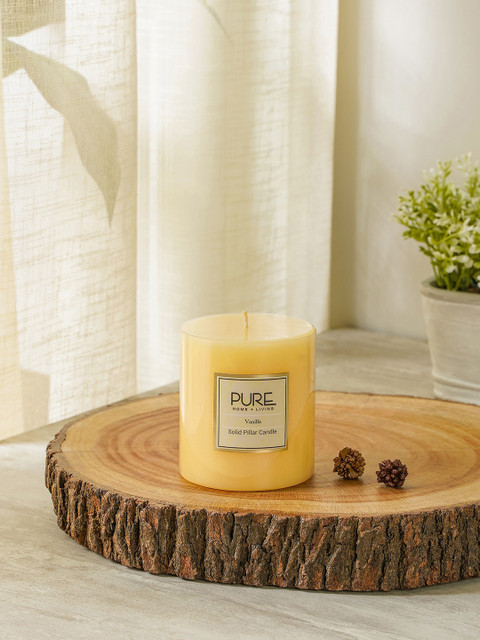 

Pure Home and Living Set Of 2 Beige Solid Vanilla Pillar Candle