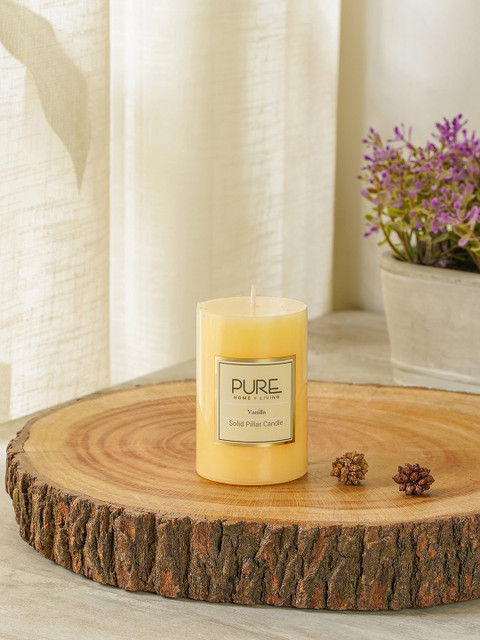 

Pure Home and Living Set Of 2 Beige Small Vanilla Pillar Candles