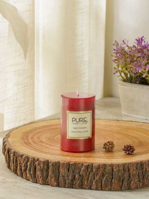 

Pure Home and Living Set Of 2 Red Solid Apple Cinnamon Pillar Candle