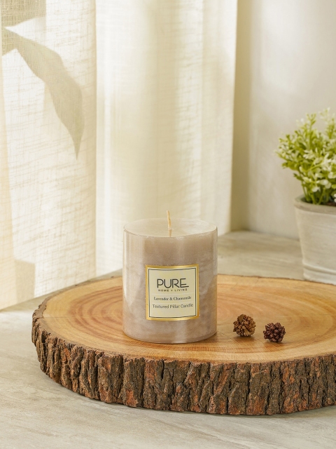 

Pure Home and Living Set Of 2 Beige Solid Medium Lavender & Chamomile Pillar Candle