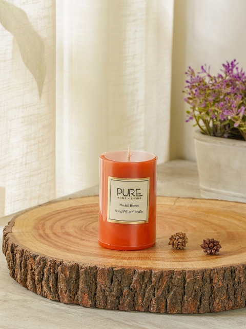 

Pure Home and Living Set Of 2 Orange Textured Playful Berries Pillar Candle
