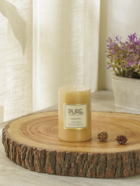 

Pure Home and Living Set Of 2 Beige Textured Autumn Fruit Pillar Candle