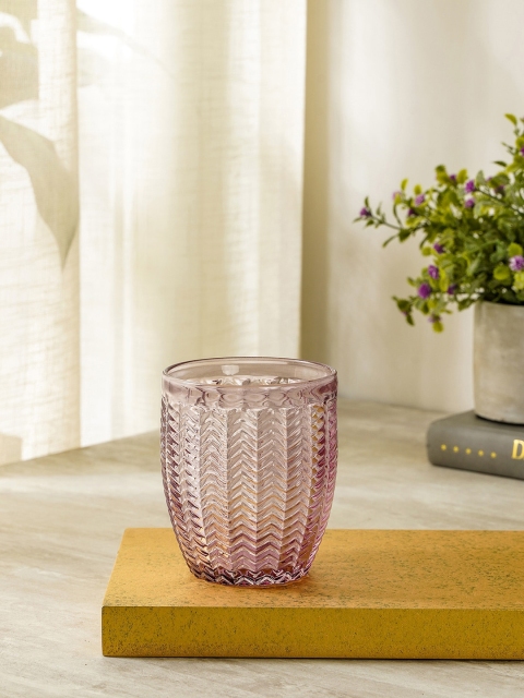 

Pure Home and Living Set of 6 Purple Herringbone Glass Tumbler