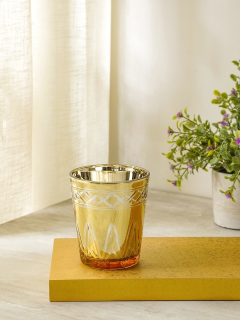 

Pure Home and Living Set of 4 Sparkle Glass Tumbler, Gold