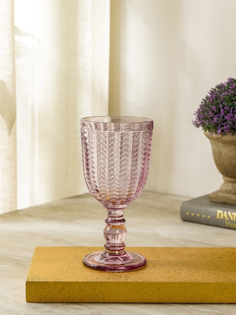 

Pure Home and Living Set of 6 Purple Herringbone Wine Glasses