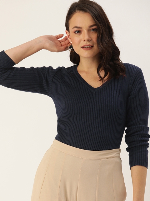 

Bossini Women Navy Blue Ribbed Sweater