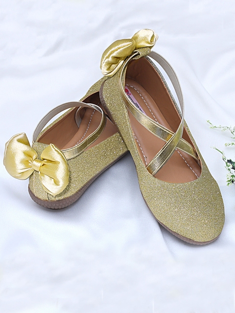 

DChica Girls Yellow Printed Leather Party Ballerinas with Bows Flats