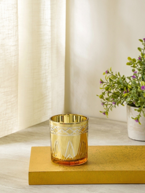 

Pure Home and Living Set of 4 Sparkle Glass Votive Candle Holder, Gold