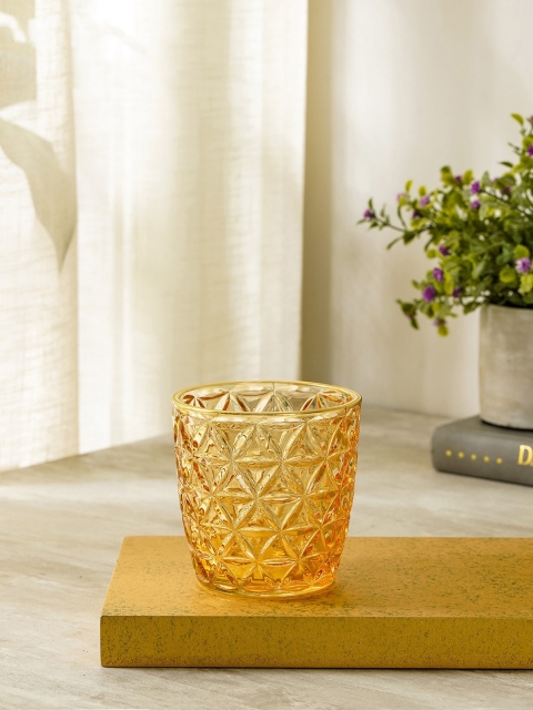 

Pure Home and Living Set of 4 Yellow & Golden Rimmed Glass Votive