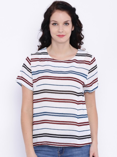 

Ginger by Lifestyle Women White Striped Top