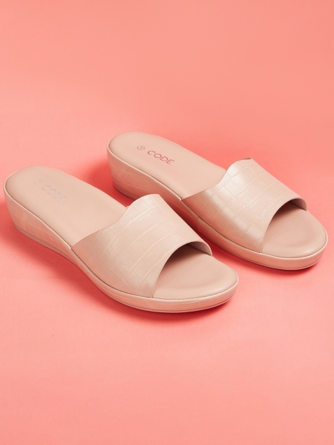 

CODE by Lifestyle Women Pink Textured Open Toe Flats