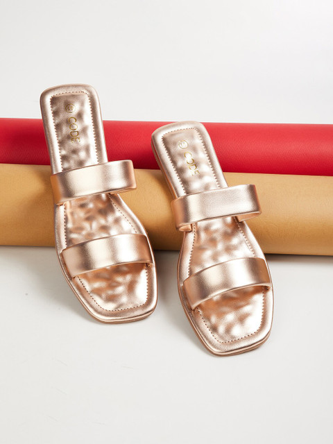 

CODE by Lifestyle Women Beige Textured Open Toe Flats