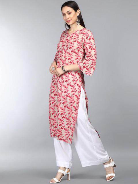 

AHIKA Women Beige Paisley Printed Flared Sleeves Kurta