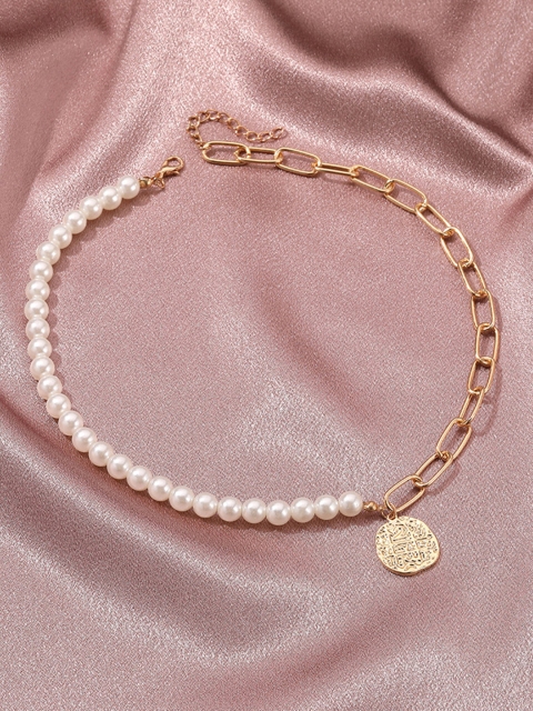 

URBANIC Gold-Toned & White Pearl Imitation Necklace